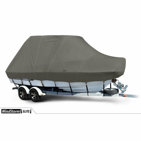 EEVELLE Boat Cover BAY BOAT Rounded Bow, Outboard Fits 18ft 6in L up to 120in W Charcoal SFBCCTT18120B-CHL
